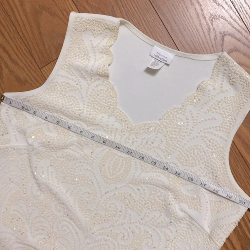 Dressbarn woman’s ivory formal sequined sleeveless high/low tank top V neck XL - Picture 8 of 10